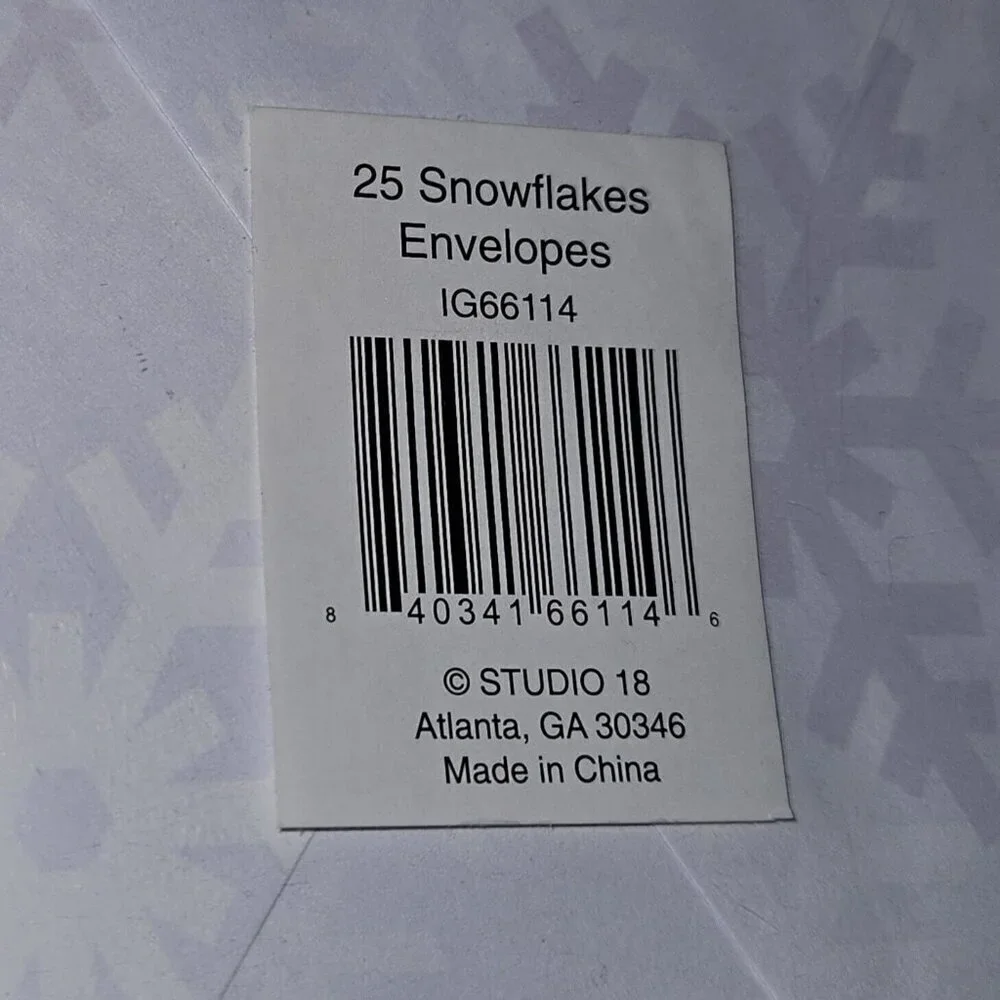 NEW 5 Packs Snowflake Envelopes Christmas Letters White Silver G Squared
